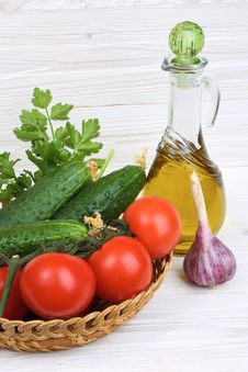 Vegetables And A Bottle Of Olive Oil Stock Photo Vegetables And A Bottle Of Olive Oil Stock Photo