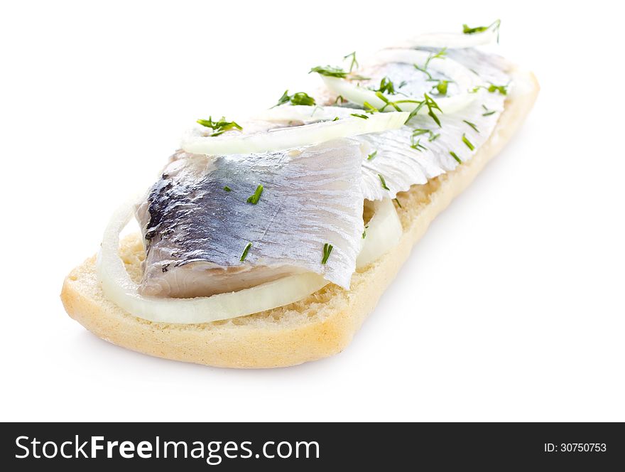 Sandwich With Herring, Onions And Herbs