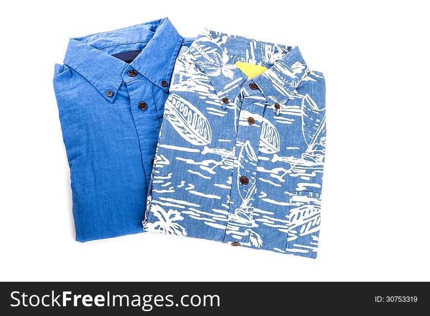 Two colorful men's shirts isolated on white. Two colorful men's shirts isolated on white.