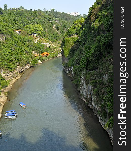 Beautiful tributary of Yangtze River near Yichang