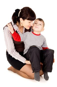 A Small Child Kissed My Mother Stock Images