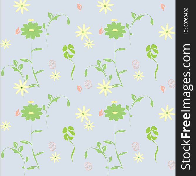 Floral background with elements of leaves and flow