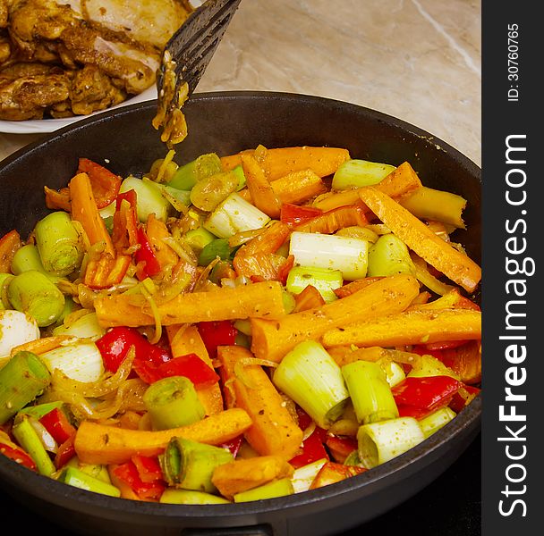 Preparation fried chicken