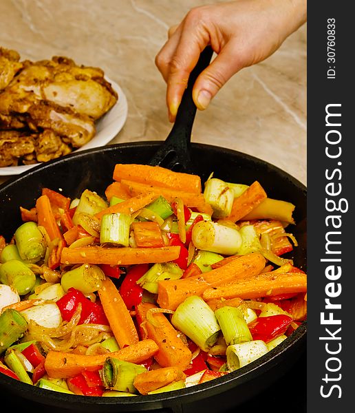 Preparation fried chicken