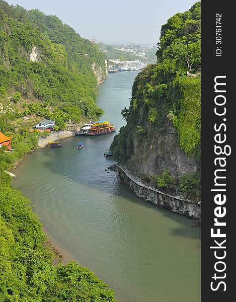 Beautiful tributary of Jangtze River near Yichang. Beautiful tributary of Jangtze River near Yichang