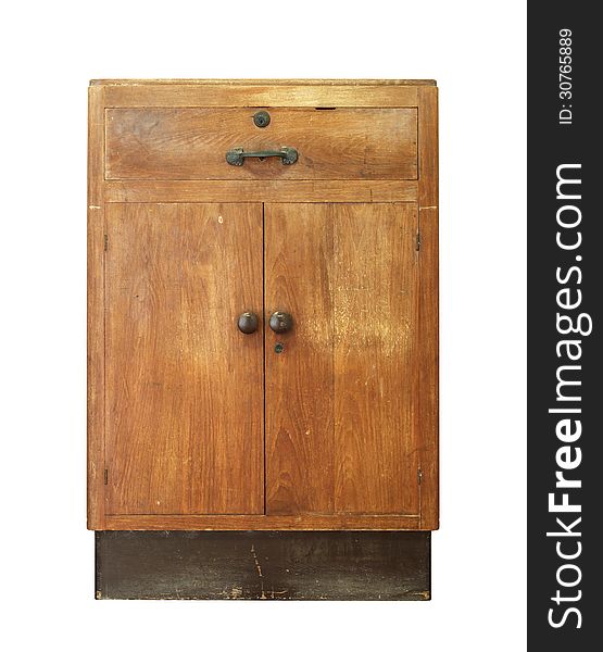 Vintage wooden cabinet isolated on white background