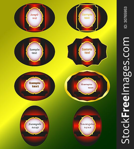 vector set red black labels on a brilliant background