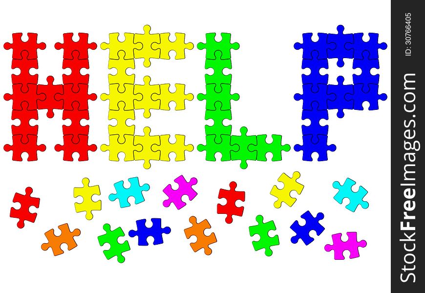 Illustration of signal help from puzzle on white background