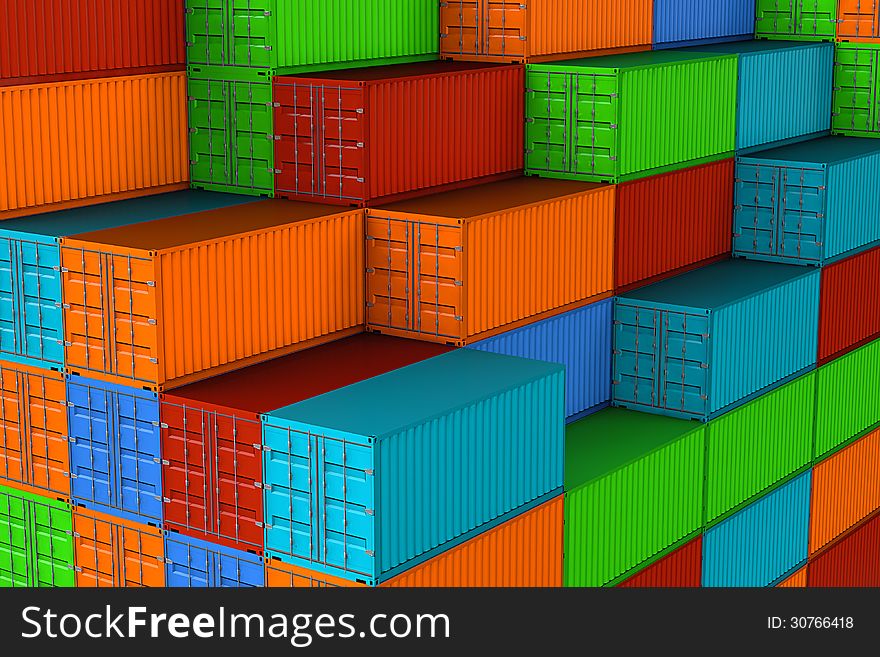Colorful transport, shipping containers tiled