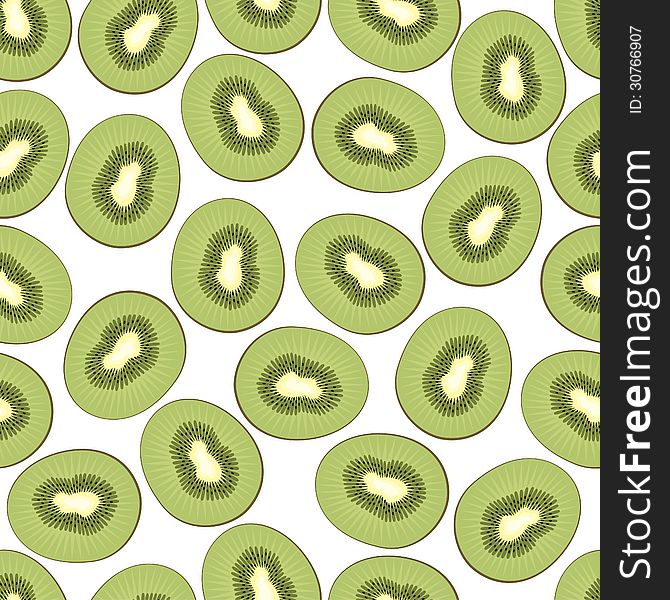 Fruity seamless pattern with slices green kiwi. Fruity seamless pattern with slices green kiwi