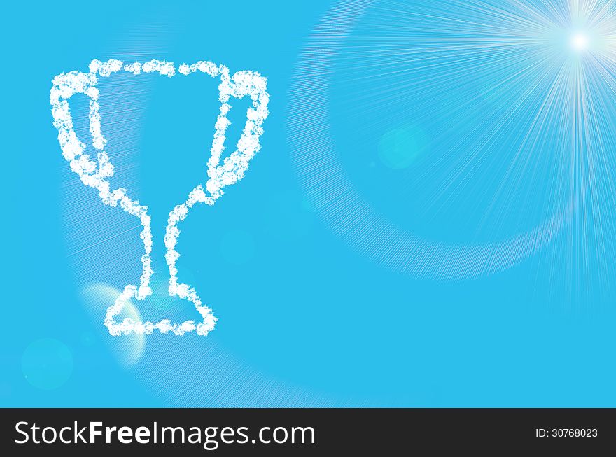 Abstract clouds trophy or winner cup in sky background. Abstract clouds trophy or winner cup in sky background