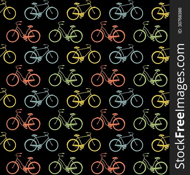 Abstract seamless pattern made of two types of retro bicycles. Abstract seamless pattern made of two types of retro bicycles