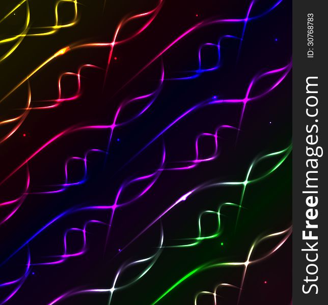 Glowing Waves And Spirals Background