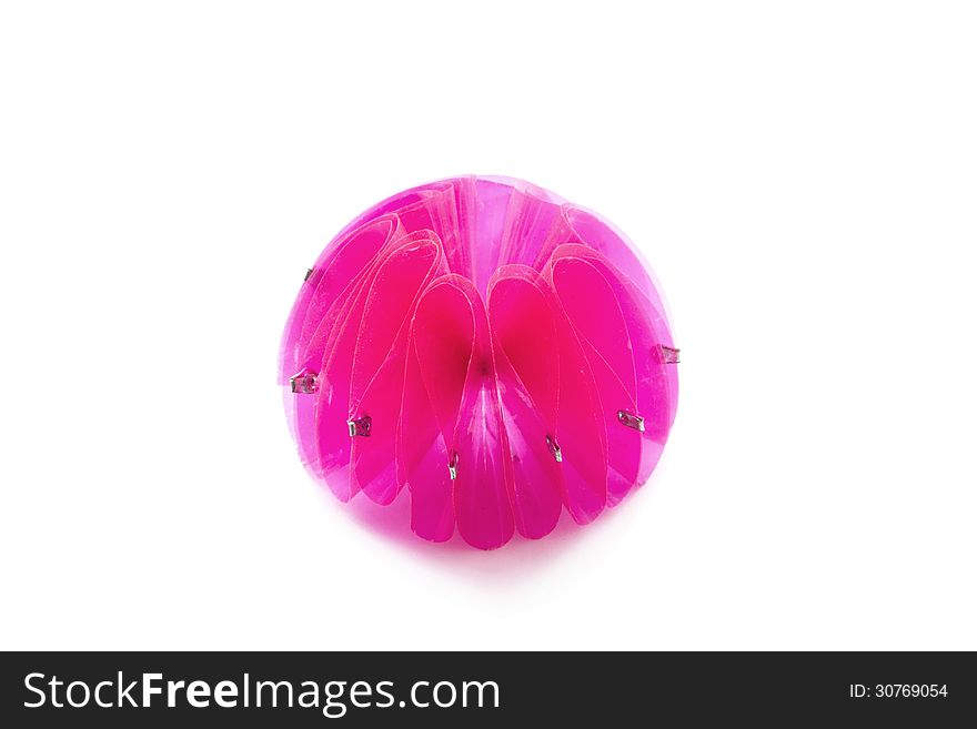 Bright pink decorative sphere isolated over white