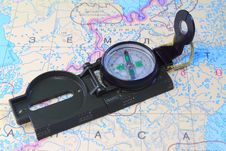 A Compass And A Map Of The North Of Russia Stock Photos A Compass And A Map Of The North Of Russia Stock Photos