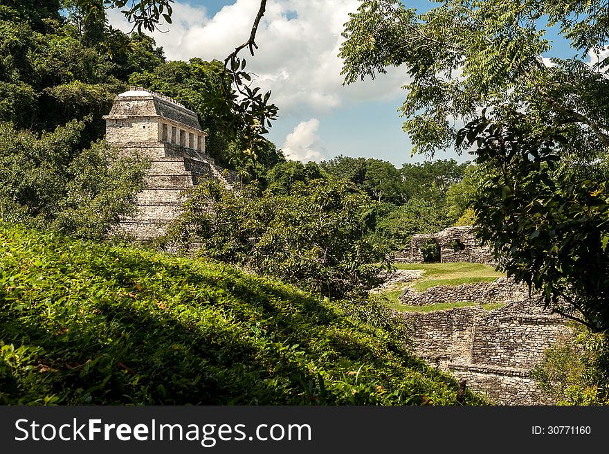 The ancient Mayan building of Temple of Inscription in Palenque, Mexico. The ancient Mayan building of Temple of Inscription in Palenque, Mexico.