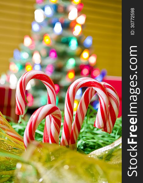 Christmas background with candy canes. Christmas background with candy canes.