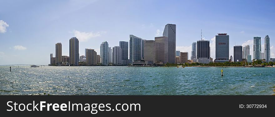 Downtown Miami skyline taken in mid afternoon.