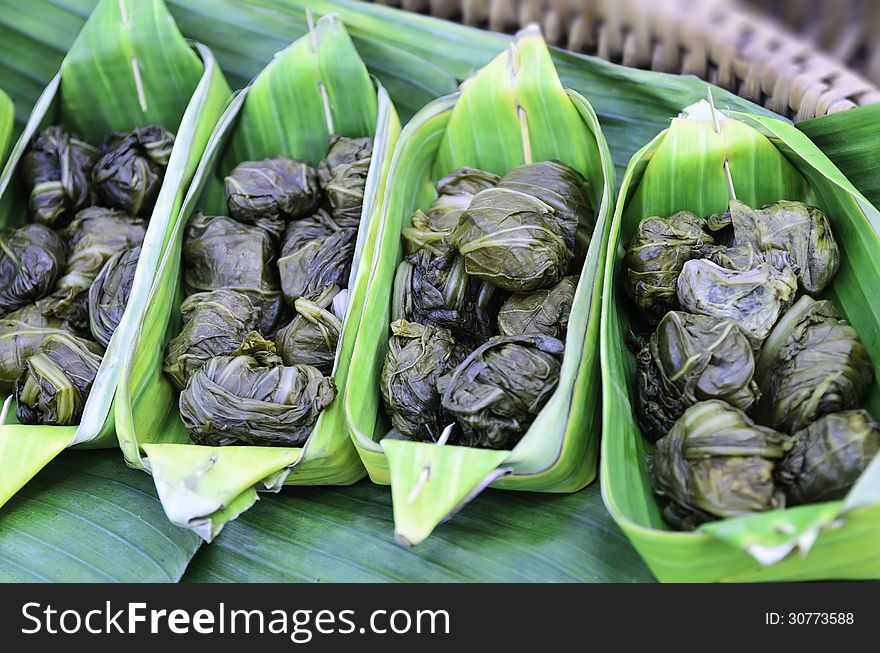 Cabbage fermented in banana leaf counts