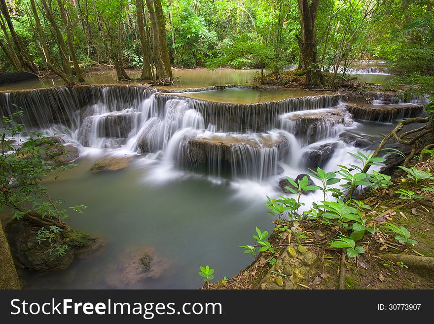 Huay Mae Khamin Waterfall, Paradise waterfall in deep jungle of Thailand. Huay Mae Khamin Waterfall, Paradise waterfall in deep jungle of Thailand