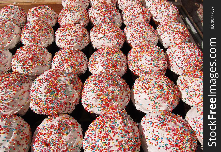 A lot of cakes baked on the eve of the Christian feast of Easter, the resurrection of Christ.