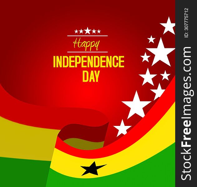 Ghana Flag White Stars Happy Independence Day