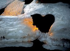Golden Ice With Heart Royalty Free Stock Image