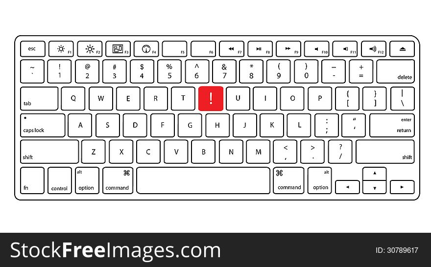 This is a keyboard with an exclamation point instead of a y on the board. This is a keyboard with an exclamation point instead of a y on the board.