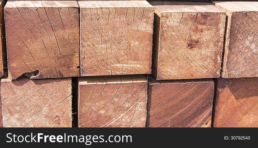 Stack of lumber in a factory