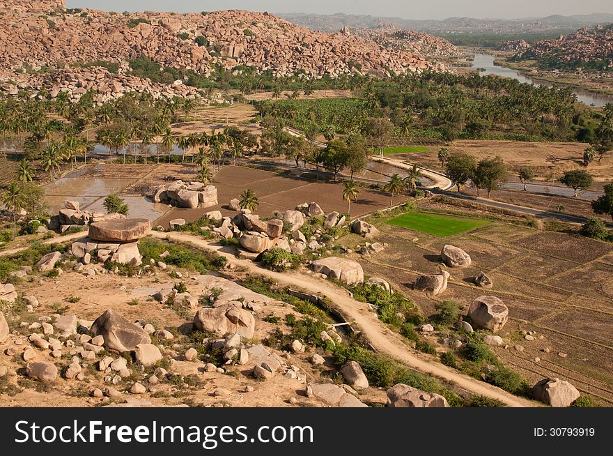 Rocky landscape in Hampi, India. Rocky landscape in Hampi, India