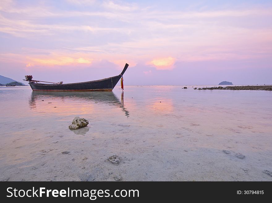 Fishing Boats At Sunrise Beach, Koh Lipe