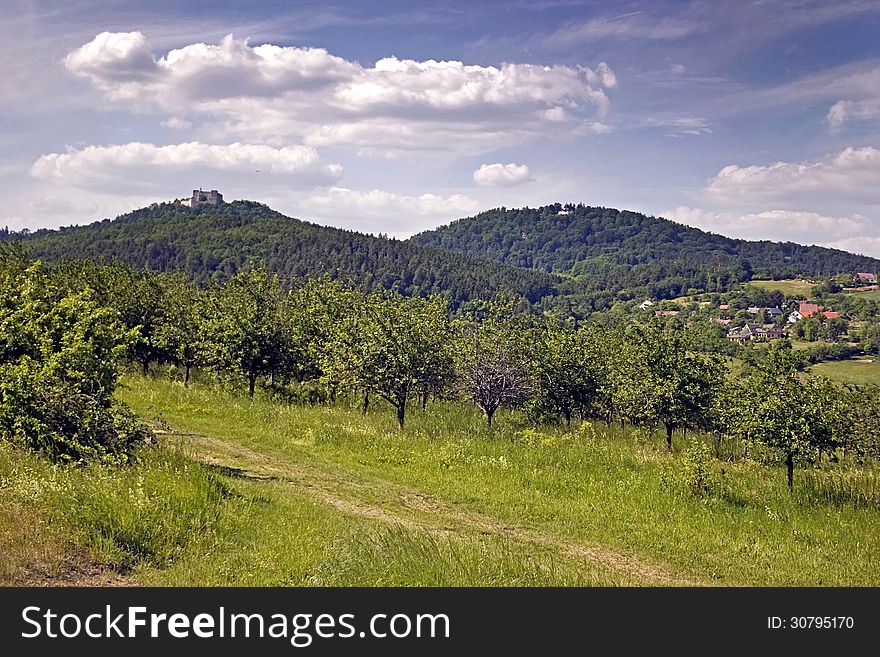 Landscape below the castle Buchlov - Czech Republic. Landscape below the castle Buchlov - Czech Republic