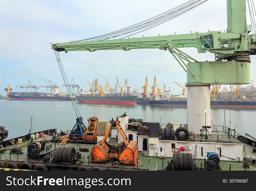 Cargo cranes in the industrial port