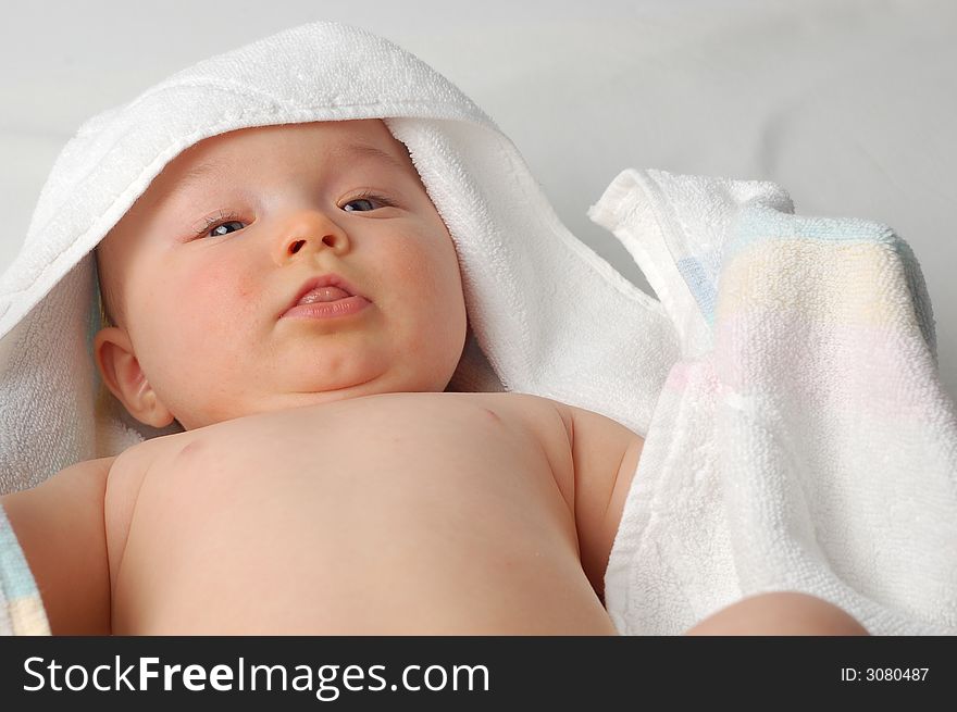 Sweet white girl under towel. Sweet white girl under towel