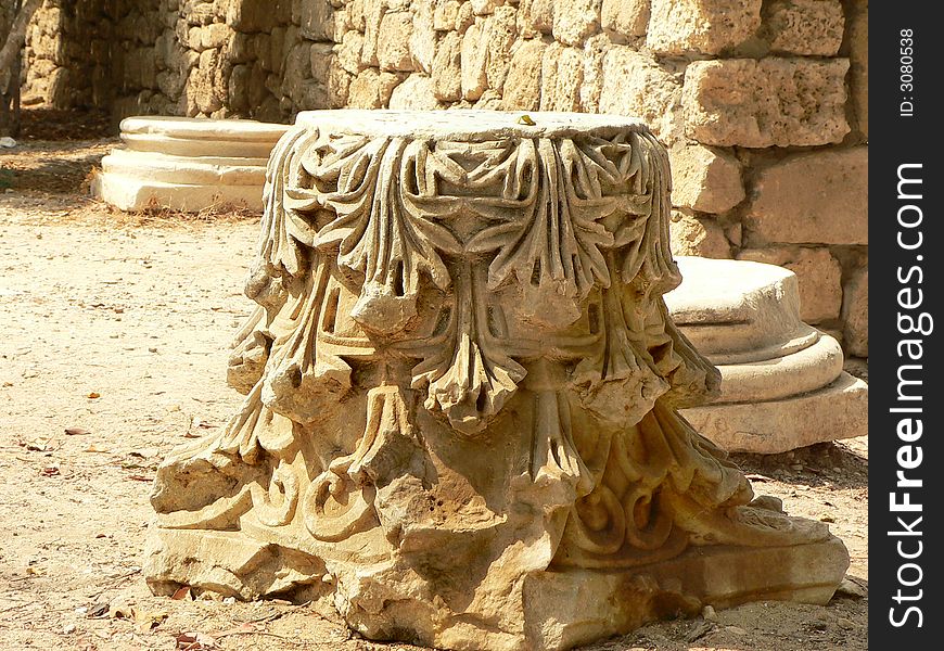 Ancient roman stone pillar detail. Ancient roman stone pillar detail