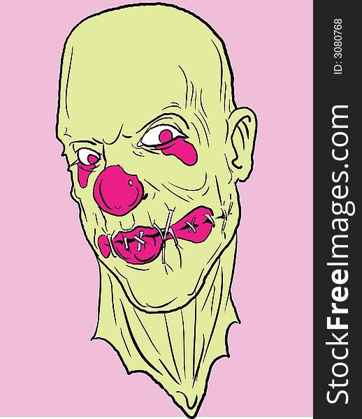 Vector clown with a freak look .