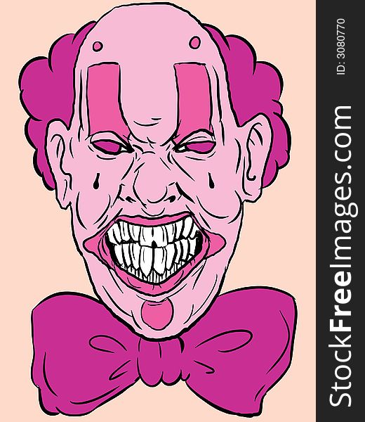 Vector clown with a freak look .