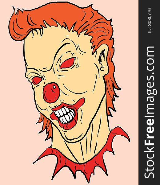 Vector clown with a freak look .