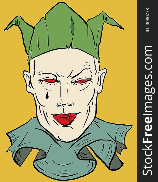 Vector clown with a freak look .