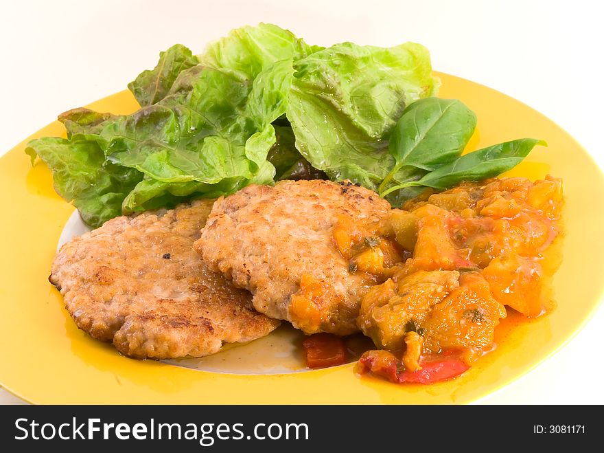 Delicious Hamburger with Vegetable(Zucchini,Eggplant,onion)