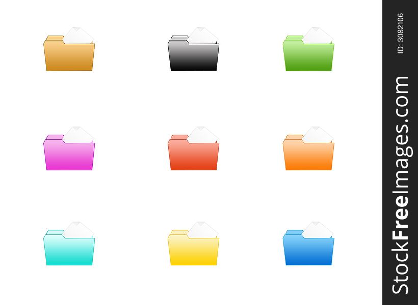 Nine colors folder Icons for web