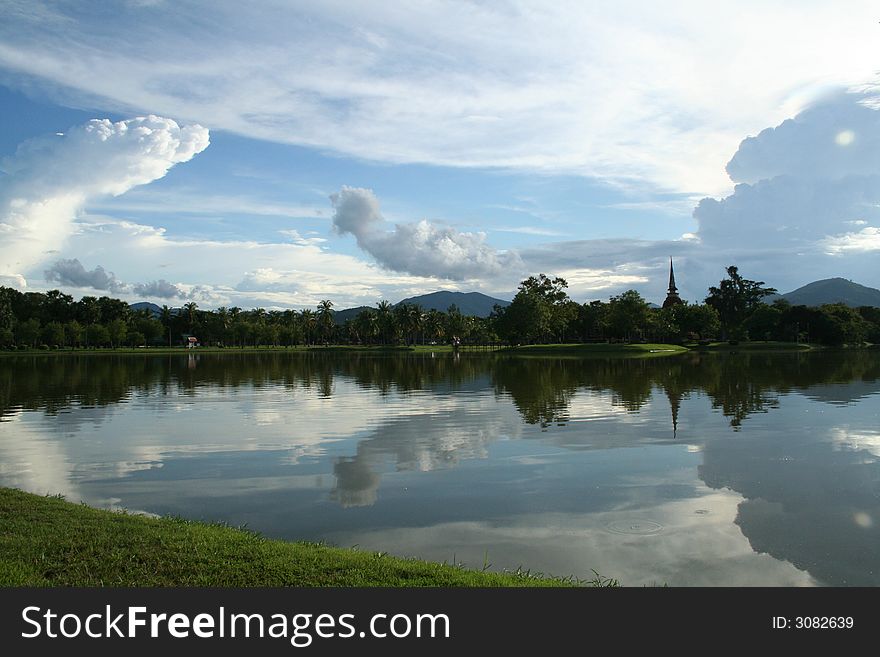 View of the ancient city of Sukhothai in Northern Thailand