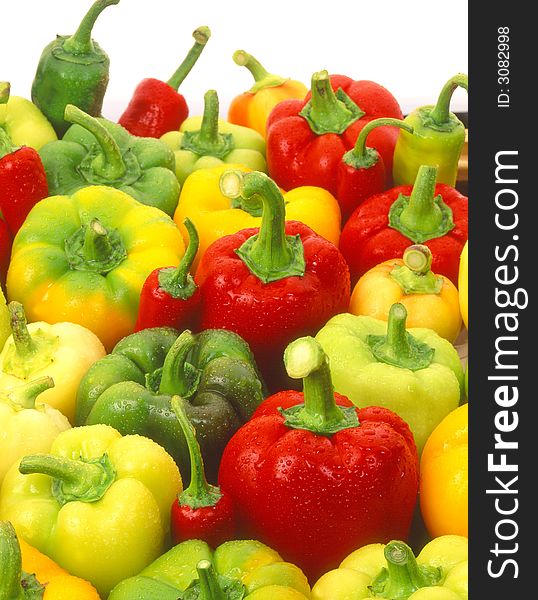 Red yellow pepper on a white background