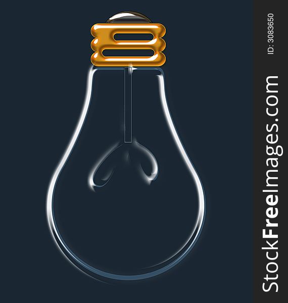 A bulb designed in illustrator in black background with glow showing its cathode and anode