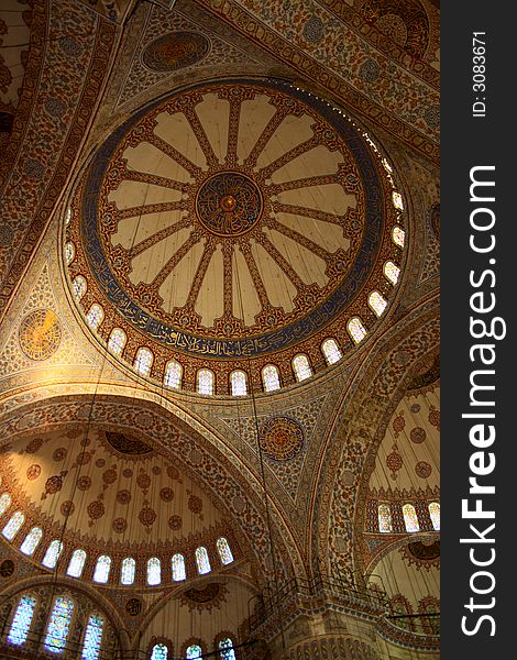 Cupola of blue mosque in Istanbul with tile. Cupola of blue mosque in Istanbul with tile