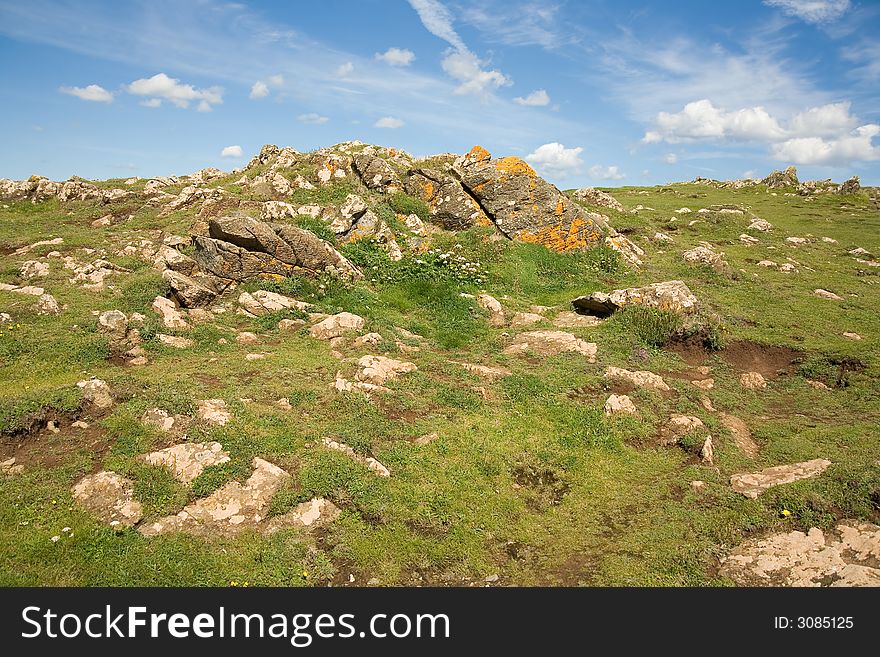 Rocks at the cliff tops at Kynance Cove Cornwall England. Rocks at the cliff tops at Kynance Cove Cornwall England