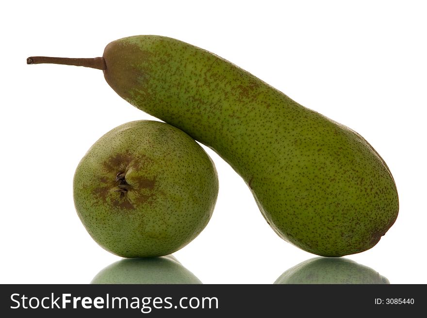 Isolated pears over white background