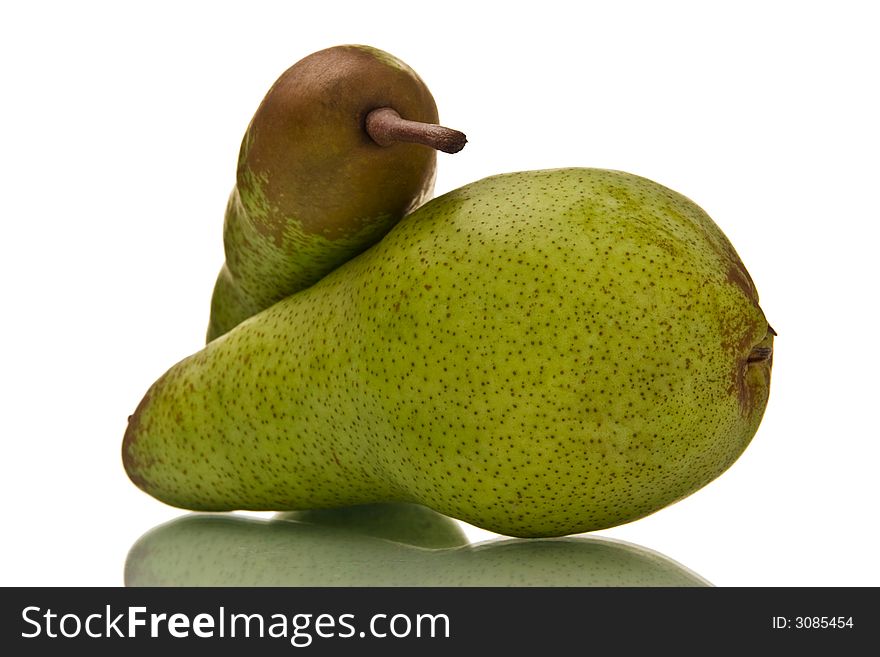 Isolated pears over white background