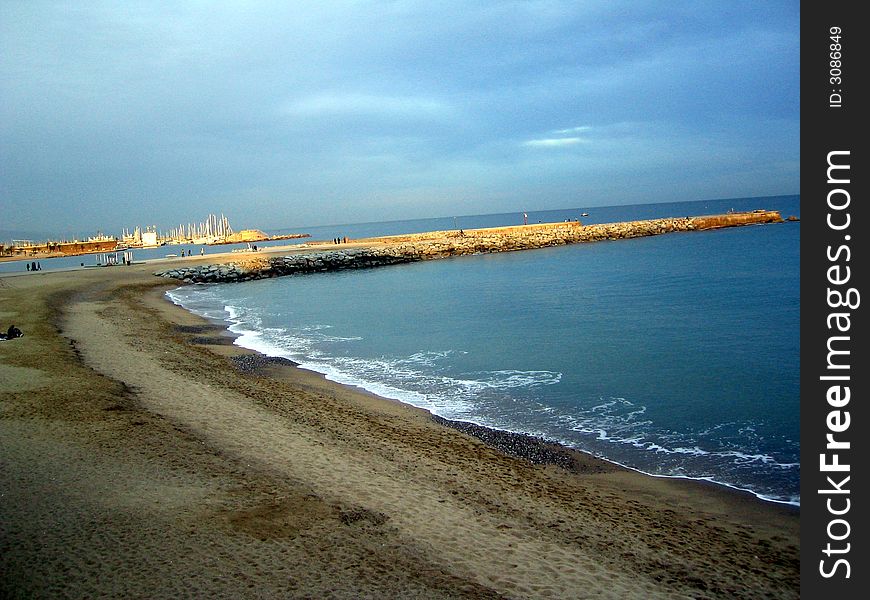 Barceloneta Seaside, beatiful view of the Spanish coast!. Barceloneta Seaside, beatiful view of the Spanish coast!