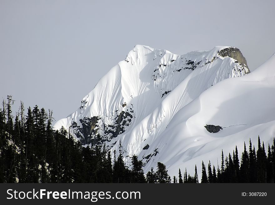 A snowy moutain in Lilloet, BC